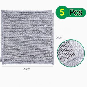 5pcs Steel Wire Scrub Cloth for Dishwashing Multipurpose Kitchen Cleaning Towel Double layer Iron Microfiber Dish Wash