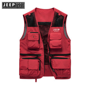 Jeep Spirit 1941 estd vest đàn ông ngoài trời nhiều Túi chụp ảnh câu cá quảng cáo lớn Vest Nam mùa xuân và mùa thu giải trí ngoài trời