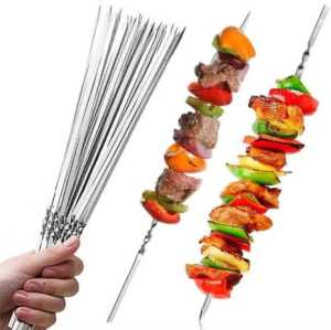 IRARUSHOP Alat tusuk sate Stainless Untuk Ayam Sosis Daging Sate Steak Barbekyu BBQ 1PCS