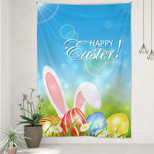 Foreign Trade Easter Tapestry Rabbit Egg Print Hanging Cloth Room Decoration Bedside Wall Tapestry Live Streaming Background Cloth