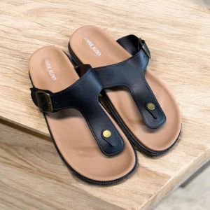 Sandal Flat Wanita Terbaru - Model Jepit Gesper Karet Cewek Kekinian Alina 2410--K1Jelly Import