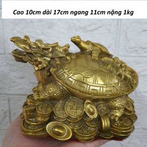 Tượng Long quy phong thuỷ chất liệu bằng đồng vàng MS045Q