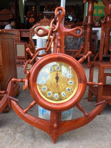 Đồng hồ treo tường gỗ hương ta Đồng hồ treo tường mỏ neo gỗ hương