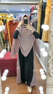 BISA COD || ALISHA MUSLIM FASHION GAMIS SYARI SET KHIMAR BAHAN CERUTY MIX JERSEY LD 110 MELAR KE LD 120 PB 140 GAMIS TERBARU GAMIS CERUTY ARMANY BABYDOLL