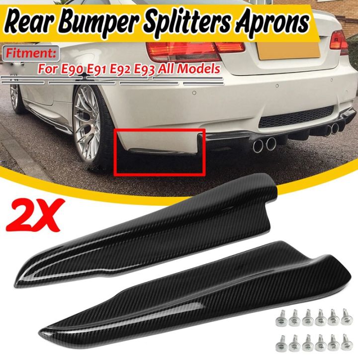 For-BMW E90 E91 E92 E93 M3 Carbon Fiber Look Rear Bumper Lip Splitter ...