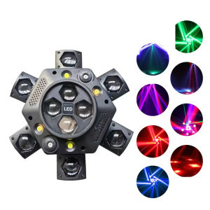 DXM521 6 Headed Laser DJ Light With Remote Control Infinity Spider Six Arm Cyclone SCBL-6 RGBW LED Bee Eyes Beam with Laser Moving Head Light Octopus With 10 Cree 10W RGB 50mw Red And Green Laser