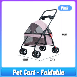【In Stock】Pet Stroller Portable Foldable Cat and Dog Pet Stroller with 4 Wheels Strong Structure Pet Outdoor Stroller