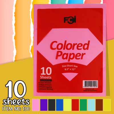 FCI Colored Paper Short Size 8.5 x 11 Inches | Assorted Colors Craft Paper Sheets for School Office DIY Projects & Creative Activities