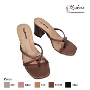DALLEYA COLLECTION - Ava Sandal Wanita Hak Tinggi / Block Heels Casual Cantik Real Pict by lily shoes