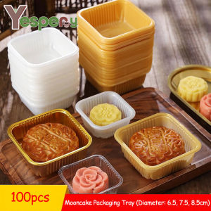 YESPERY 100pcs Mooncake Plastic Inner Tray Egg Yolk Crisp Mooncake Packaging Handmade DiY Mid-Autumn Festival Favor Case