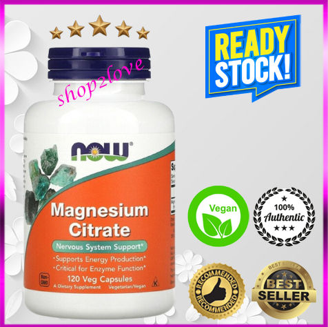 NOW Foods Citrate De Magnésium - Complément Alimentaire, 120 Capsules - Neuf