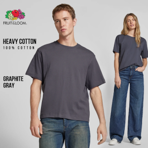 Fruit of the Loom Heavy Premium Tshirts for Men & Women 100% Cotton Mens T-shirts Basic Daily Tops Plain Graphite Gray