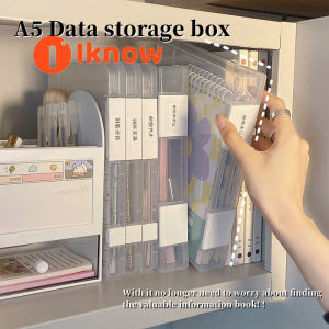 Portable A4/A5 File Box Transparent Plastic Box Office Supplies Holder Document Paper Protector Desk Paper Organizers Case PP Storage Collections Container Magazine Organizers Box Case