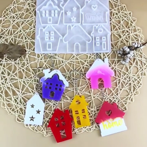 Epoxy Resin Key Chain Mould Silicone House Keychain Maker for Craft Enthusiasts Elegant Key Chain Accessories Mould