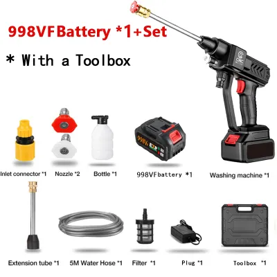 Cordless Water Jet 1298VF High Pressure Water Jet Pump Car Wash Portable Car Washer Water Spray Gun Floor Tiles Cleaner Waterjet Cuci Kereta 洗车高压水枪
