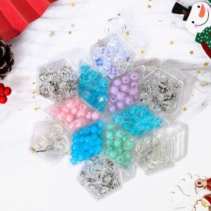 MAOMEI Làm thủ công Bộ dụng cụ tự làm đồ trang trí bằng hạt cườm cho dịp Giáng sinh. Đồ dùng đầy đủ Nhiều màu sắc Làm vòng tay và vòng cổ Hình bông tuyết Bộ đồ thủ công cho trẻ em Người lớn