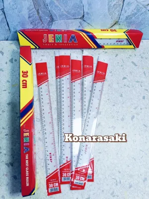 isi 6 pcs & 12 pcs Penggaris Plastik Jenia 30 cm Penggaris plastik 30 cm jenia
