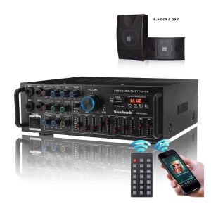 เครื่องขยายเสียงภายในบ้าน 3000W Bluetooth 2 ช่อง พร้อมลำโพง 6.5 นิ้ว และ 8 นิ้ว และซับวูฟเฟอร์ ชุดคาราโอเกะระดับมืออาชีพ