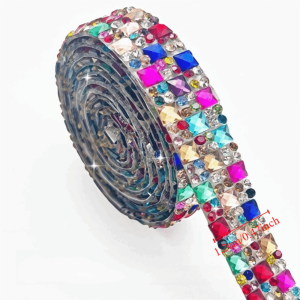 YESMILE Shiny Rhinestone Strip Flexible 3 Yards Self Adhesive Rhinestone Tape Craft Accessory Sparkling Rhinestone Sticker Clothing Decor