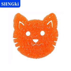 SHNGki Mèo Mặt Nhiệt Độ Nhạy Cảm Miếng Bọt Biển Hai Lớp Cho Món Ăn Nồi Pan Làm Sạch Nhà Bếp Giúp Việc Nhà
