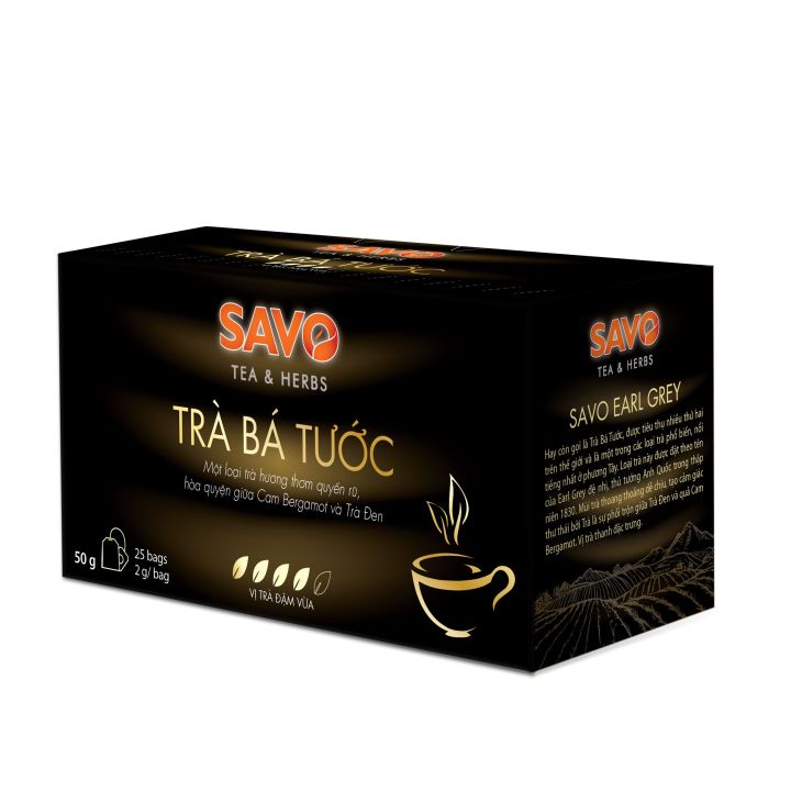 Trà Bá Tước túi lọc SAVO (Earl Grey Tea) - Hộp 25 Gói x 2g | Lazada.vn