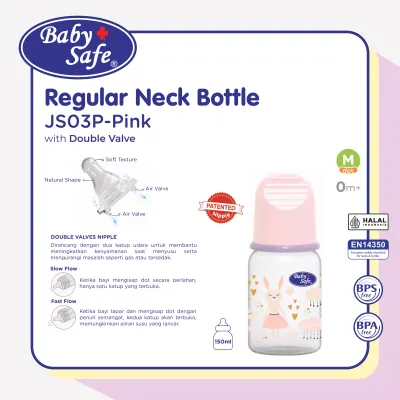 BabySafe - JS03P - Botol Susu Bayi Regular 150 ml (Pink)