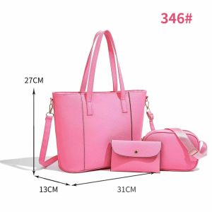 HY BAG #346 FASHION VERSATILE LADIES LEATHER 3PC TOTE BAG SET WITH REPLACEABLE STRAP AND DETACHABLE POUCH