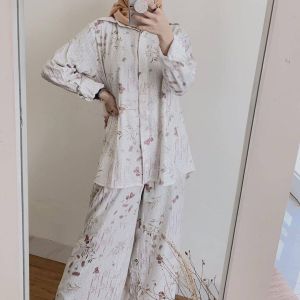 Setelan Wanita Kekinian Muslim Set Lengan Panjang Fashion Wanita Baju Aberia Set Lengan Modern One Set Wanita Bahan Rayon Atasan Cewek Kekinian - XELLEA