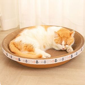 QVPYP Corrugated Paper Round Cat Scratcher Pad Oval/Round Wear-Resistant Cat Corrugated Scratcher Board Creative Scratch Resistant Relieve Boredom