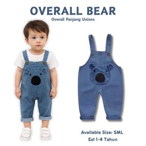 OVERALL BEAR JUMPSUIT JEANS ANAK 1-3 Tahun Overall Anak