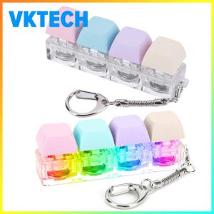 [Vktech] Mini Keyboard Fidget Keychain with 4 Keys and LED Light for Anxiety Relief and Concentration Enhancement
