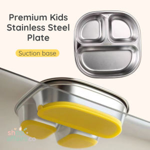 Baby Stainless Steel Suction Plate – SUS316 Food Tray with 3 Compartments | Non-Toxic Divider Dish