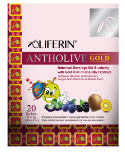 Oliferin Antholive Gold (4.5g x 20 sachets) for Immunity & Gut Health with Probiotic Olive Berries