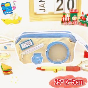 Large Capacity  Pencil Case Canvas PVC Cute Desk Organizer School Stationery Pouch for Travel Use