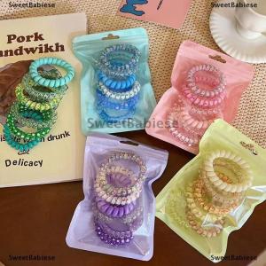 [COD] SweetBabiese 6 cái kẹo màu Tóc Dây Phụ nữ mùa hè dây điện thoại đàn hồi tóc ban nhạc Frosted xoắn ốc dây cao su tóc Tie căng Headband