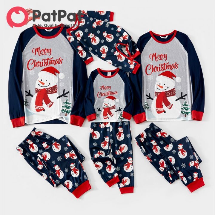 PatPat Christmas Snowman & Letter Print Family Matching Raglan-Sleeve ...