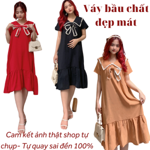 Váy bầu - đầm bầu -Váy big size thời trang thiết kế (ảnh thật-clip thật cận chất) chất cát hàn không nhăn siêu mát Q0002