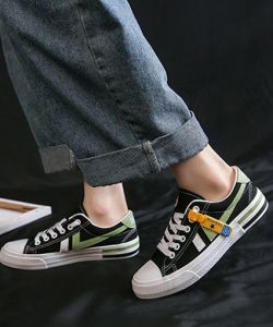 KEKINIAN CUCI GUDANG SH40 Sepatu Kanvas Wanita Sneakers Casual Motif List Fashion Terbaru