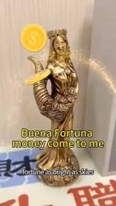 Blindfolded Goddess of Fortune Statue - Greek Wealth Fortuna Lucky Home Office Decor