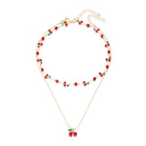 สร้อยโชคเกอร์สีเชอร์รี่ปรับแต่งได้ดีไซน์เพชรสังเคราะห์และพู่ห้อยมีน้ำหนักเบาสำหรับโอกาสฤดูร้อน