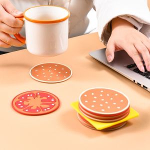 FLUTE 6/9/12pcs ทนความร้อน ที่รองแก้วแฮมเบอร์เกอร์ น่ารัก สร้างสรรค์ แผ่นรองจาน ใช้งานได้หลากหลาย ป้องกันการลื่น แผ่นกันความร้อน แก้วกาแฟ