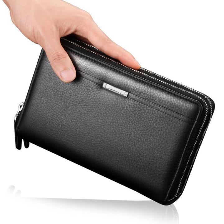 in stocked】Business Men Wallets Long PU leather wallets Double