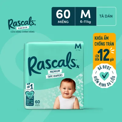 Tã/Bỉm Dán Rascals Size M (6-11kg) 60 miếng