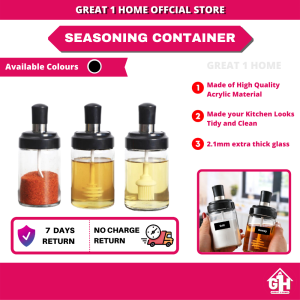 【𝐂𝐥𝐞𝐚𝐫𝐚𝐧𝐜𝐞 𝐒𝐚𝐥𝐞】250ml Glass Seasoning Bottle With Spoon Seasoning Container Oil Glass Bottle Botol Perasa Makanan | Integrated sealed Glass Spice Jar Set Seasoning Bottle Salt Sugar Honey Bottle Kitchen Condiment Jar Botol Rempah Botol Madu