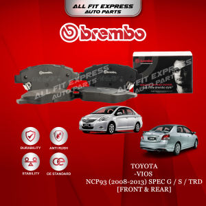 TOYOTA VIOS NCP93 (2008~2013) SPEC G / S / TRD FRONT (DEPAN) OR REAR (BELAKANG) BREMBO BRAKE PAD 100% ORIGINAL AUTHENTIC PRODUCT (PRICE FOR 4 PCS)