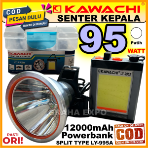 Kawachi Senter Kepala Tipe Split 95w 95 Watt LED Super Terang LY-995A + COB 20w Powerbank Waterproof Lithium Cas Recas Rechargeable Isi Ulang Tahan Lama 13 Jam 12000 mAh Outdoor Headlight Flash Light Berburu Laz COD Bisa Bayar di Tempat Graha Expo
