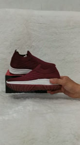 Sepatu slip on cewek import rajut SAILATU maron sz 36-40 (FREE KAOS KAKI)