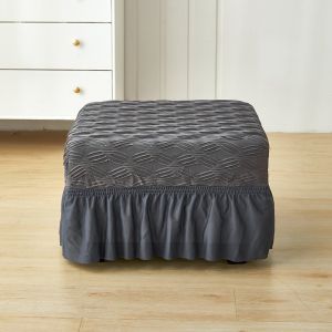 ice silk fabric universal size sofa footstool cover elastic rectangular box cover