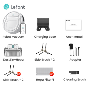 Lefant M210 Vacuum Cleaner Robot Cleaner Suction Power 5000pa Patented Freemove Organises Smart Cleaning Routes All-In-One Body 500ML dust box