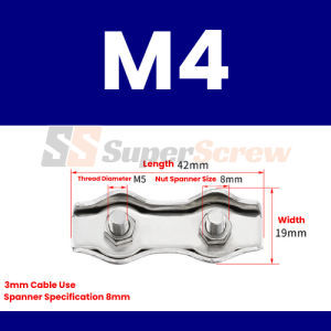 304 Stainless Steel Wire Rope Double Clamp Wire Rope Double Clips Wire Rope Clamp M2 M3 M4 M5 M6